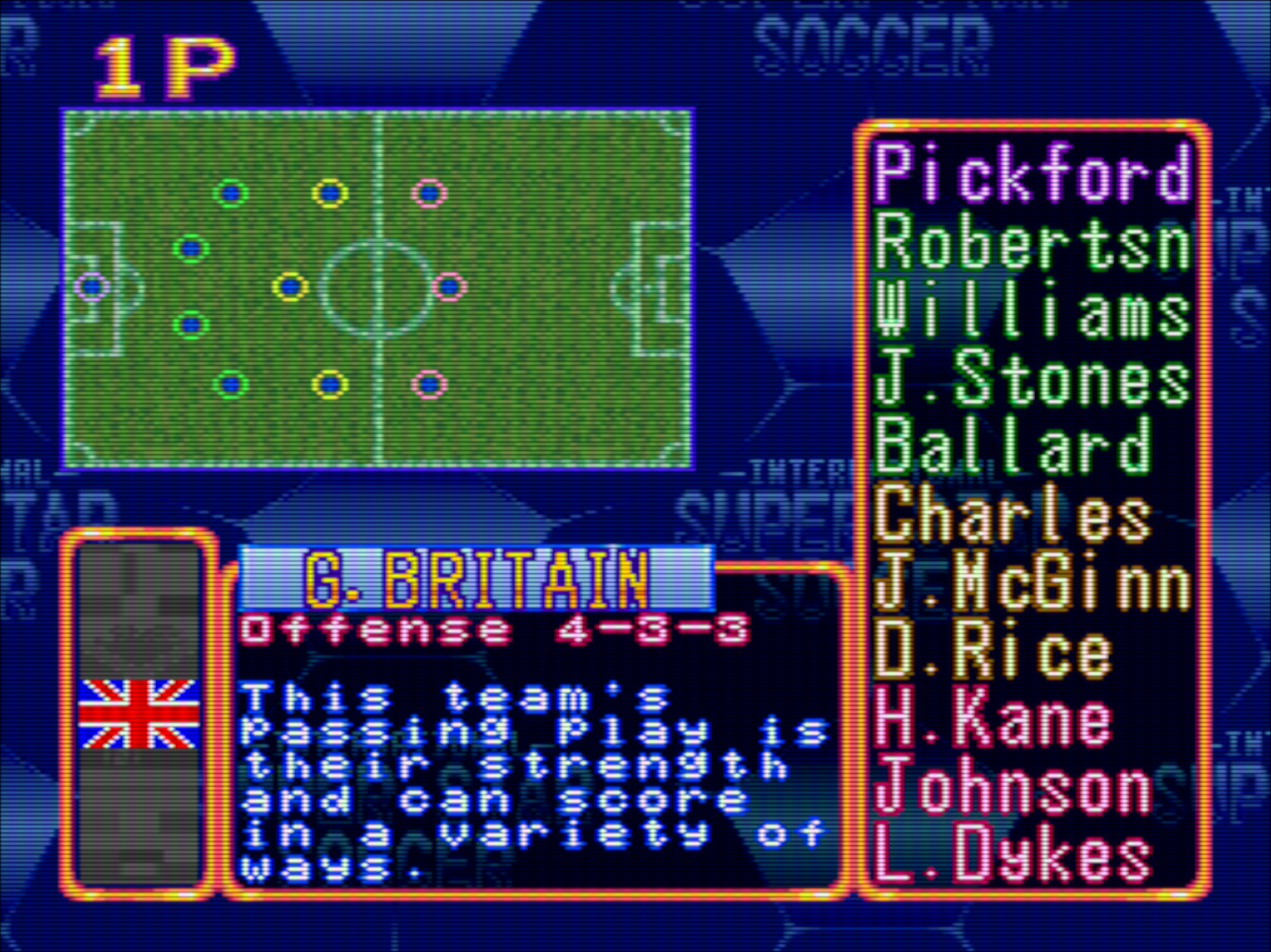 International Superstar Soccer (British Team GB edition) (Super Nintendo) Romhack