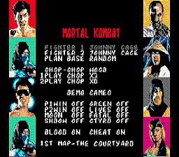 Mortal Kombat Dullard Cheat Menu Enhancement Genesis Romhack Romhacks